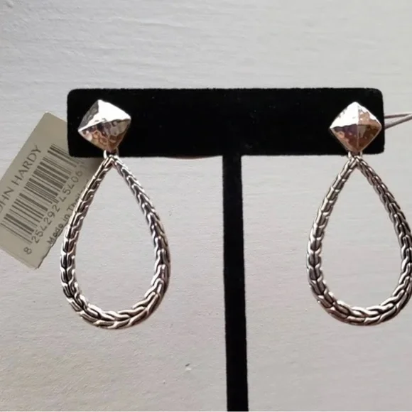 John Hardy Silver Teardrop Earrings - Picture 7 of 11
